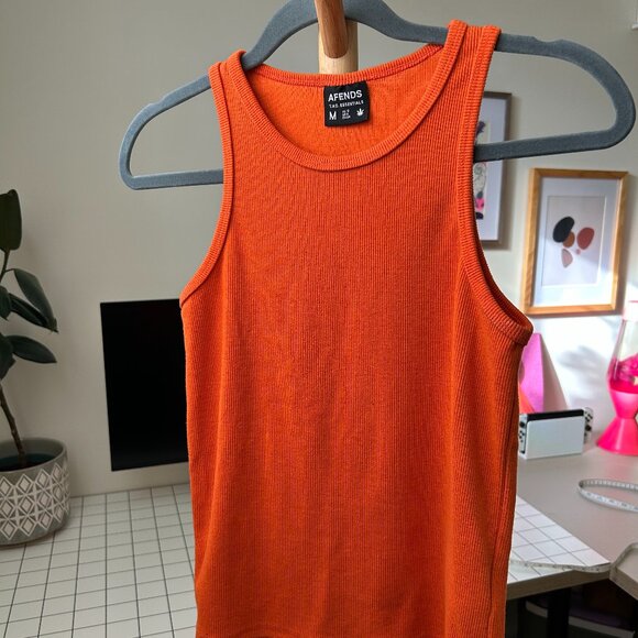 Afends Pearly Ribbed Singlet Tank – Orange, Size M - Picture 4 of 6
